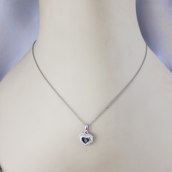 18 Karat White Gold Floating Diamond Heart Pendant #18761 - Picture 7 of 8